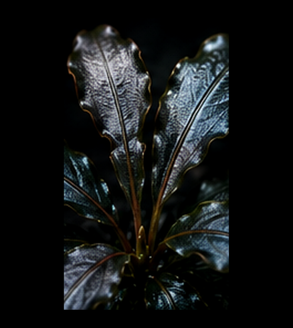 Bucephalandra Blue Shine closer view highlighting key leaf and growth details